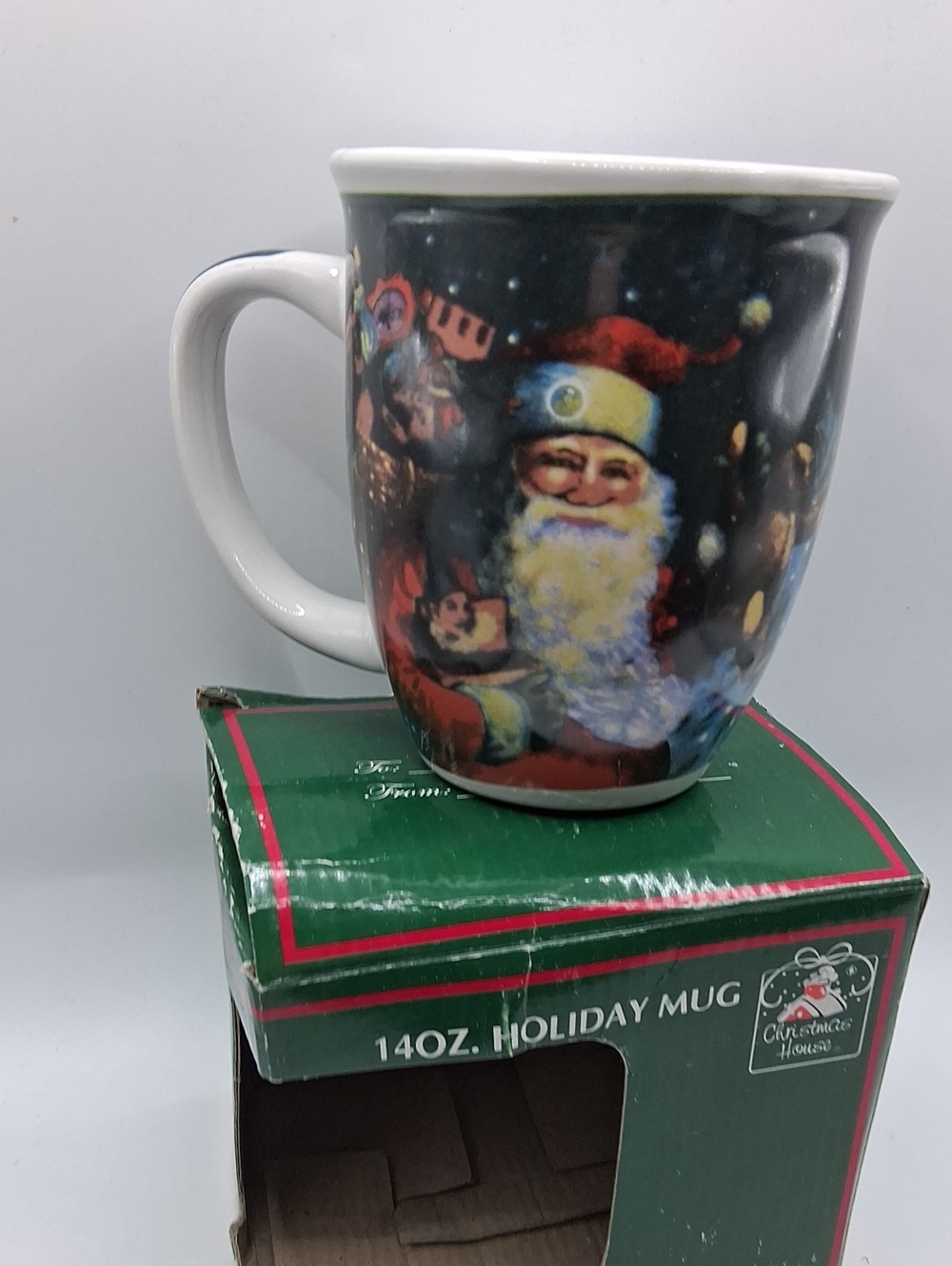 Holiday Santa Ceramic Mug - Red and White